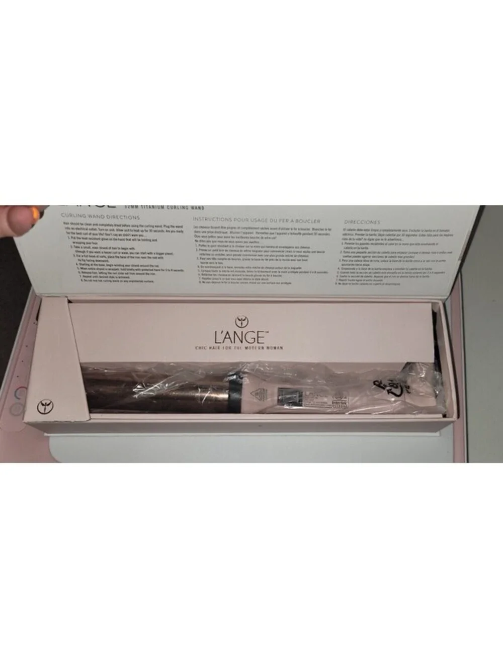 L'ANGE ONDULE TITANIUM LIGHTWEIGHT FAST HEAT CURLING IRON HAIR WAND & GLOVE 32MM